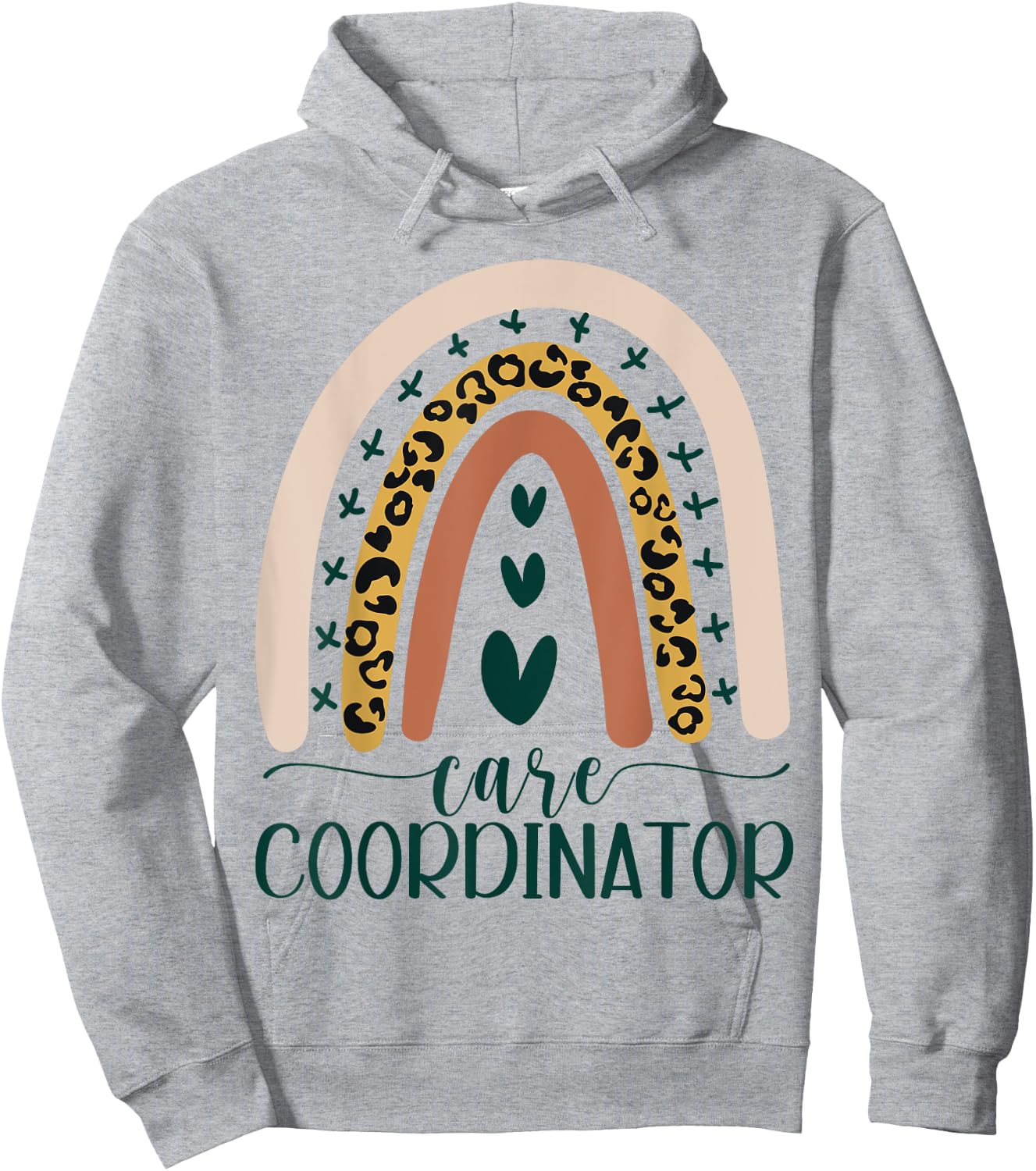 Care Coordinator Case Manager Social Worker Leopard Rainbow Hoodie - Hoodie | Ash