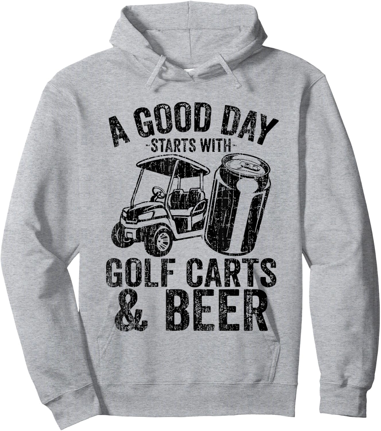 Vintage Retro A Good Day Starts With Golf Carts And Beer Hoodie - Hoodie | Ash