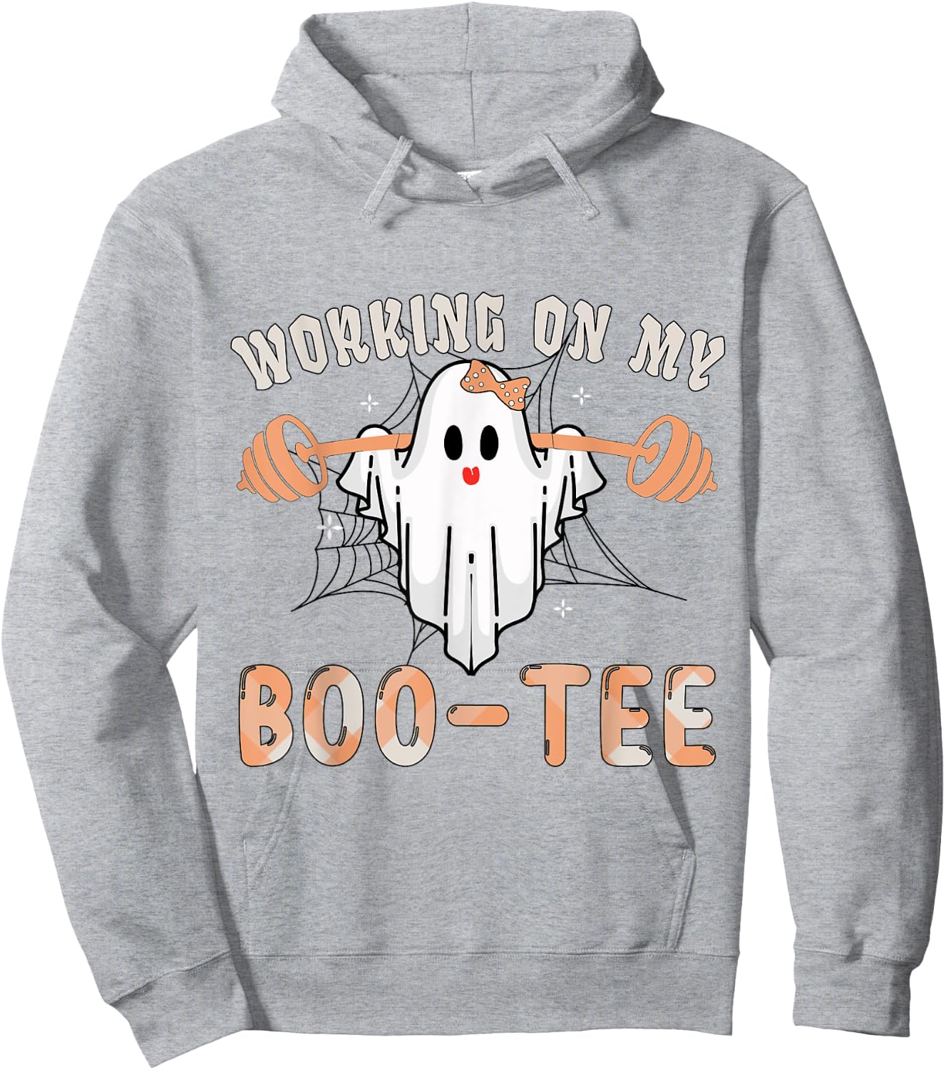Working On My Bootee Ghost Boo Gym Spooky Funny Halloween Hoodie - Hoodie | Ash