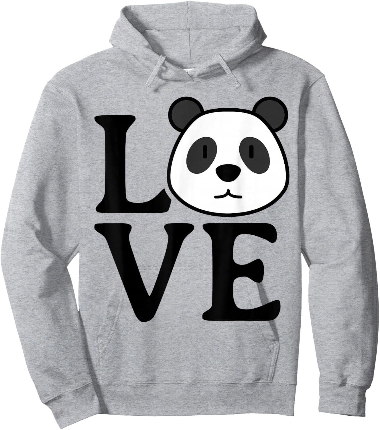 LOVE Panda Cute Funny Kawaii Minimalist Graphic Design Hoodie - Hoodie | Ash
