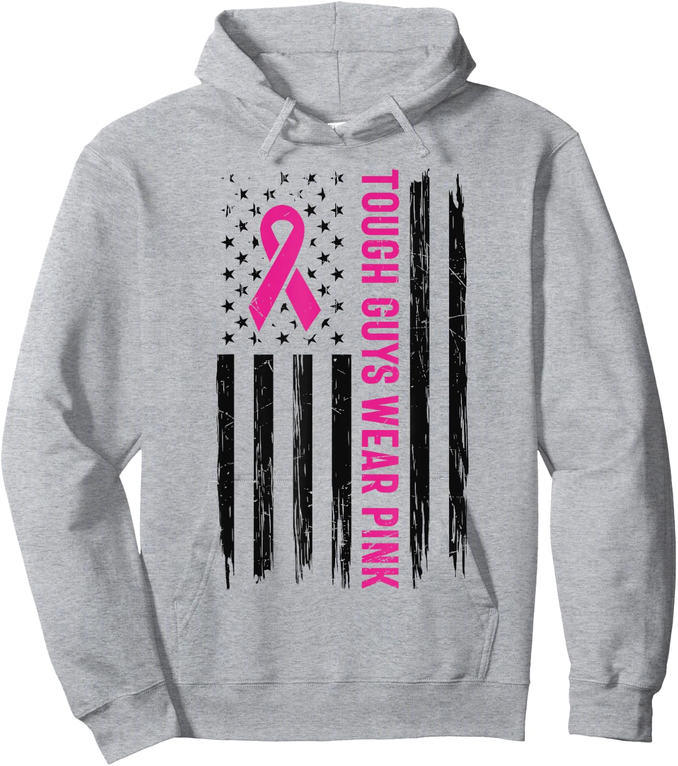 Tough Guys Wear Pink Cool Pink Ribbon Flag Hoodie - Hoodie | Ash