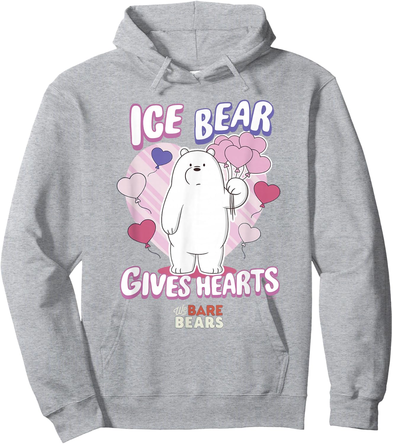 We Bare Bears Valentine's Day Ice Bear Hearts Hoodie - Hoodie | Ash