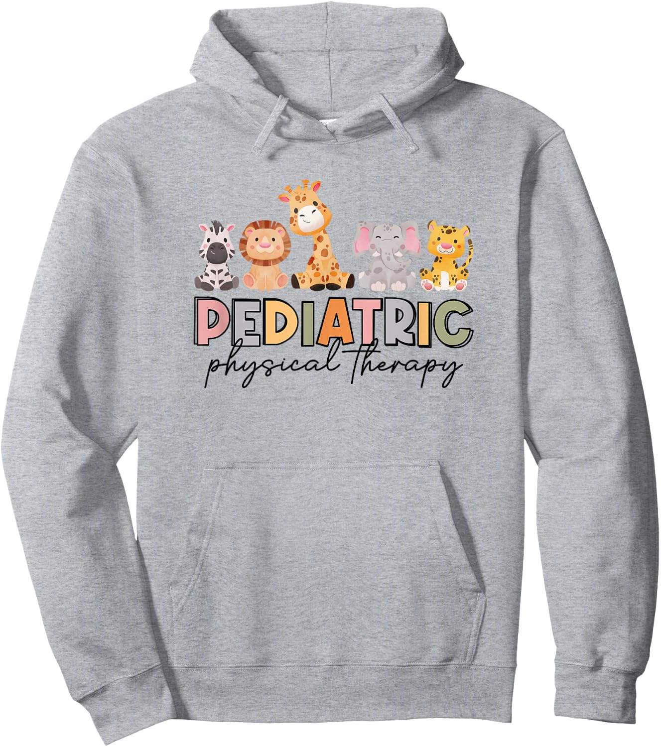 Pediatric Physical Therapy Therapist PT Crew Safari Animals Hoodie - Hoodie | Ash