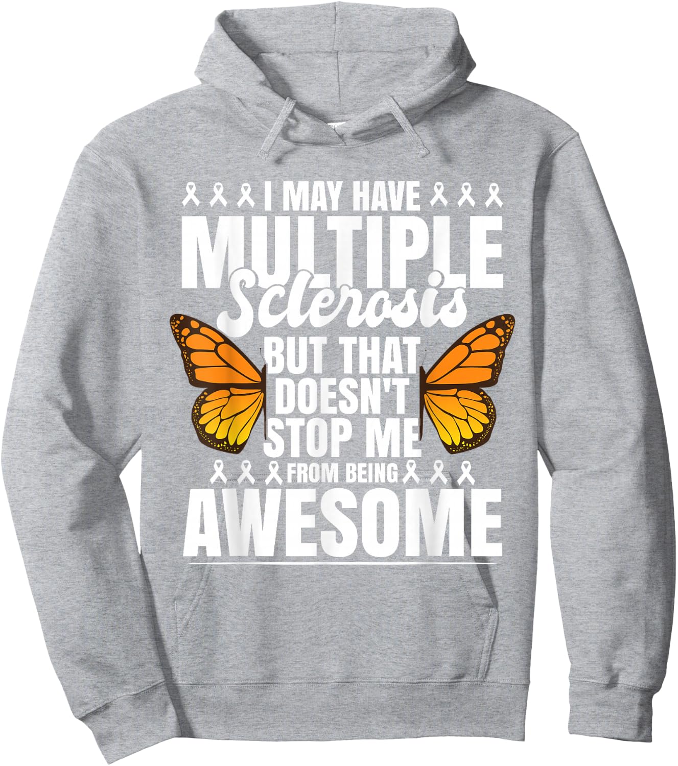 Multiple Sclerosis MS Butterfly Hoodie - Hoodie | Ash