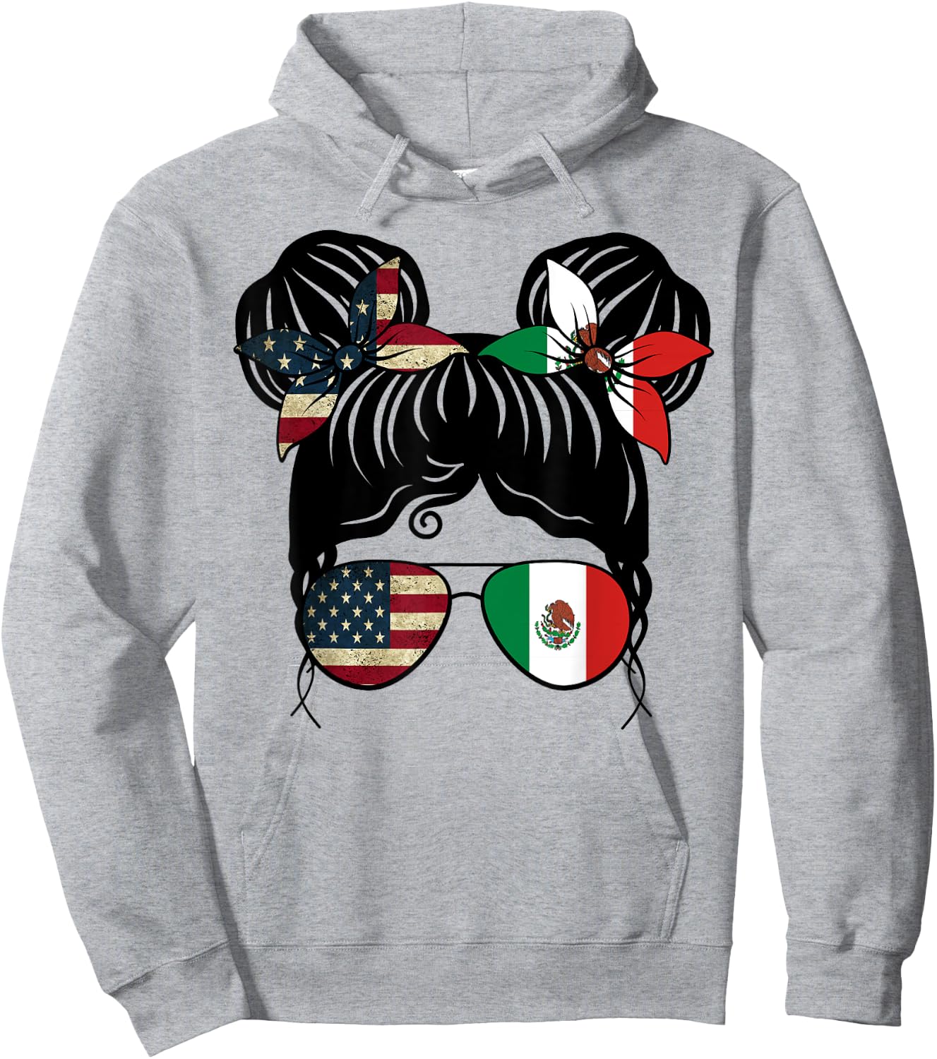 Half American Half Mexican Girl USA Mexico Flag Kids Hoodie - Hoodie | Ash
