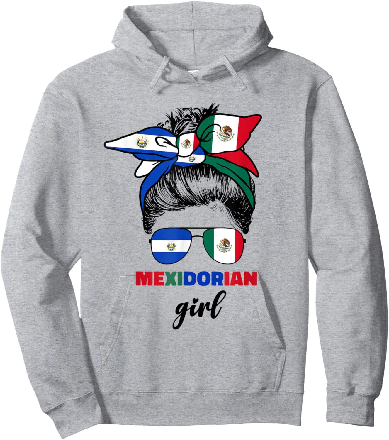 Half Mexican And Salvadorian Mexico El Salvador Flag Girl Hoodie - Hoodie | Ash