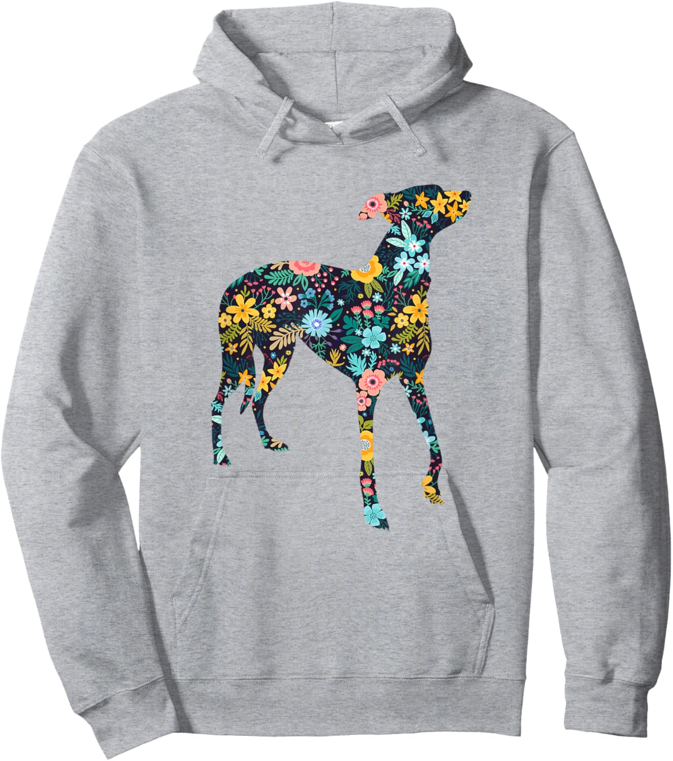Greyhound Floral Dog Silhouette Graphic Hoodie - Hoodie | Ash