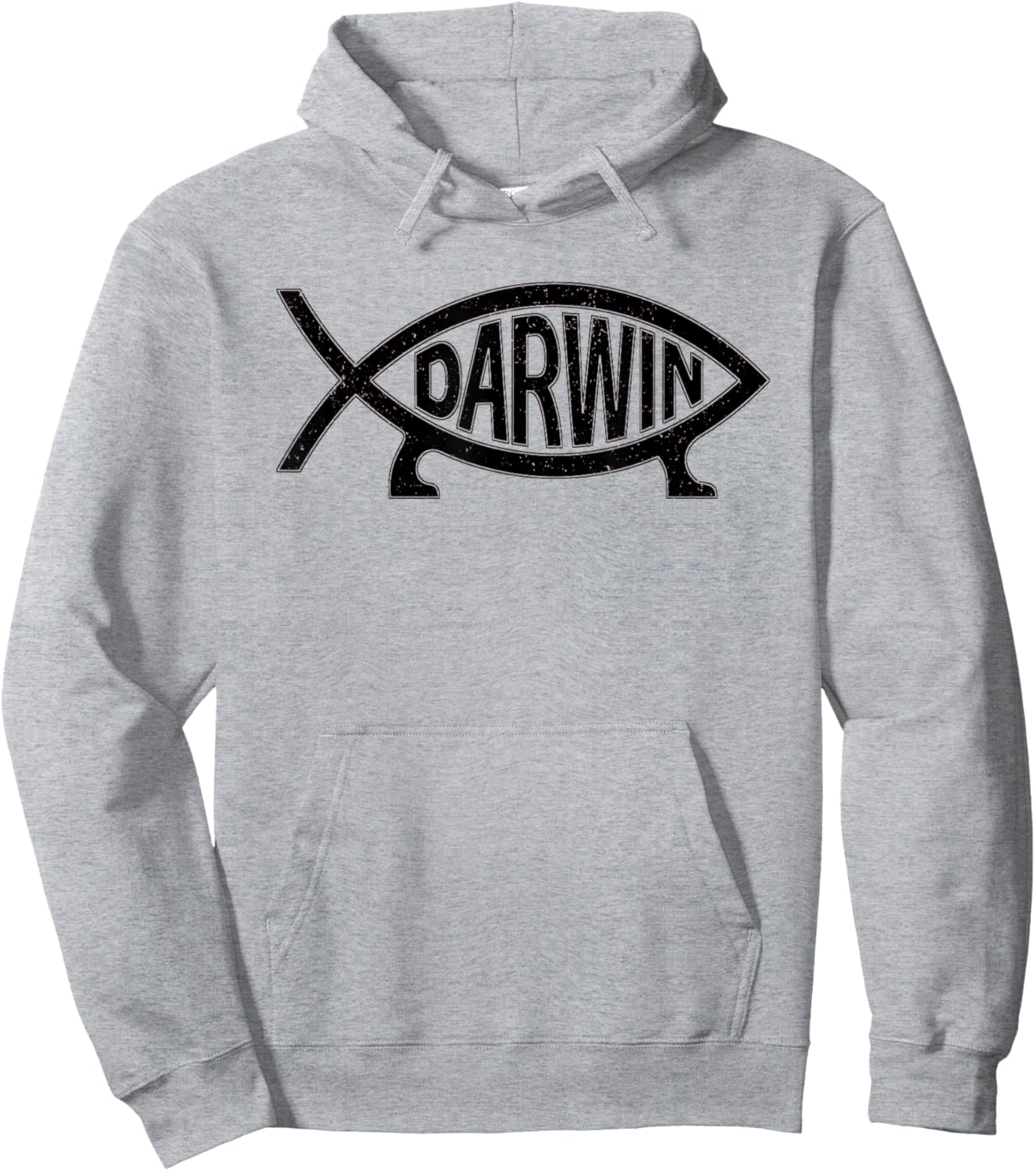 Darwin Ichthys Fish Symbol Fun Atheist Hoodie - Hoodie | Ash