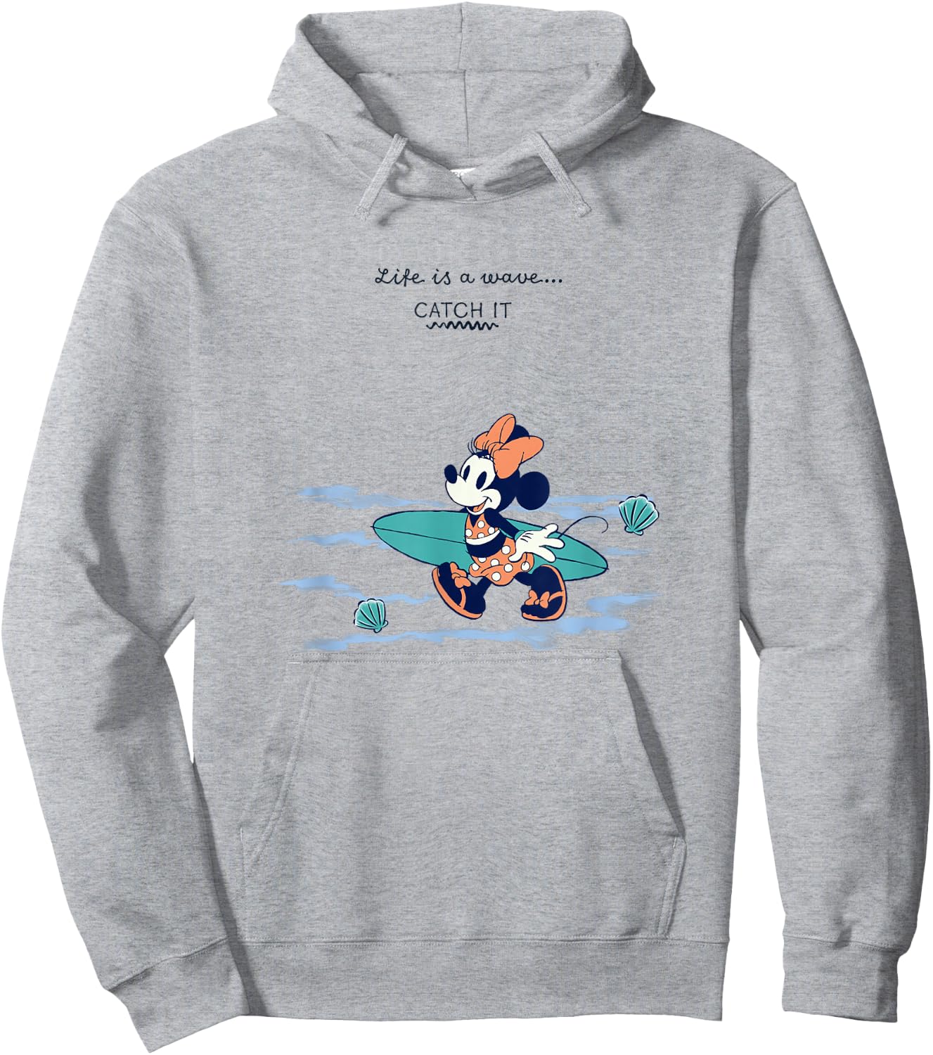 Disney Minnie Mouse Life Is A Wave Catch It Vintage Surfer Hoodie - Hoodie | Ash