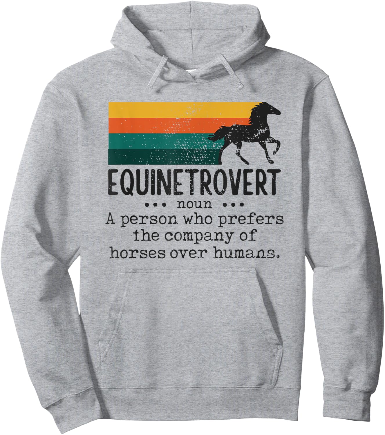 Equinetrovert Funny Horse Equestrian Riding Saying Graphic Hoodie - Hoodie | Ash
