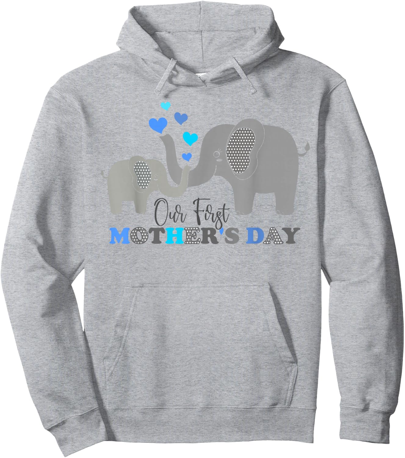 Our First Mother's Day Funny Elephant Son Kids Women Mom Boy Hoodie - Hoodie | Ash