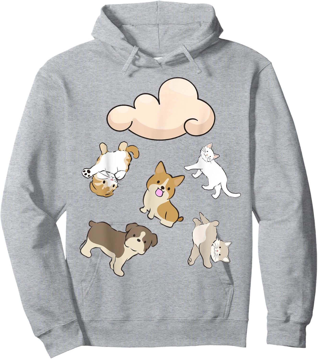 Funny Idiom Raining Cats and Dogs Kitten Puppy for Pet Lover Hoodie - Hoodie | Ash