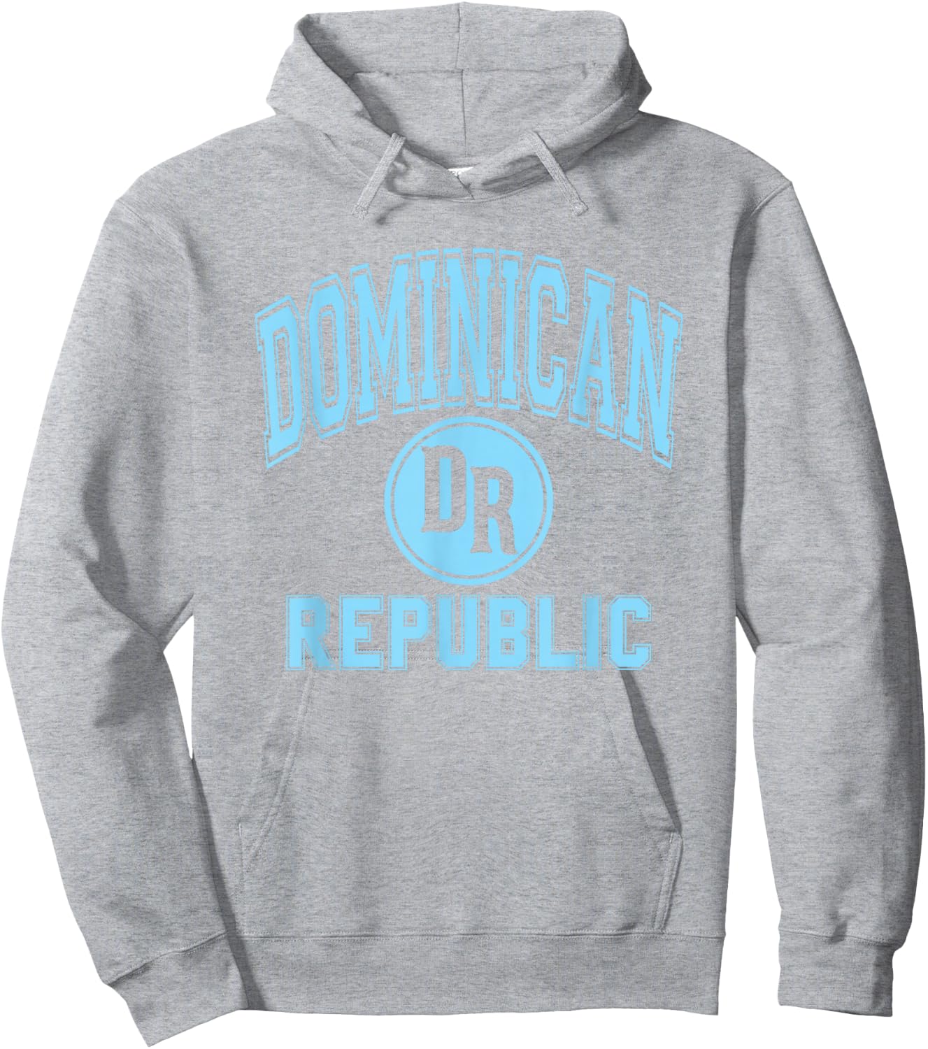 Dominican Republic DR Circle White with Light Blue Print Hoodie - Hoodie | Ash