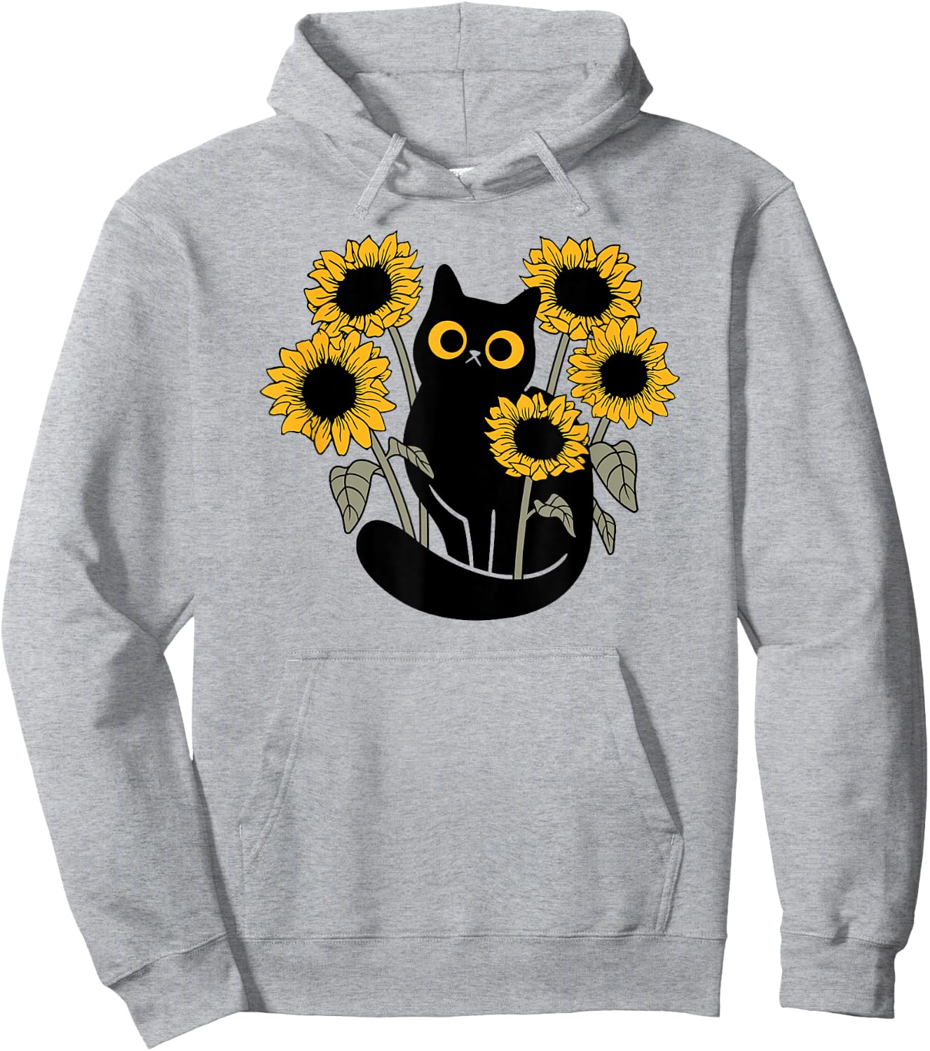 Black Cat in Sunflowers Women Girls Kids Hoodie - Hoodie | Ash
