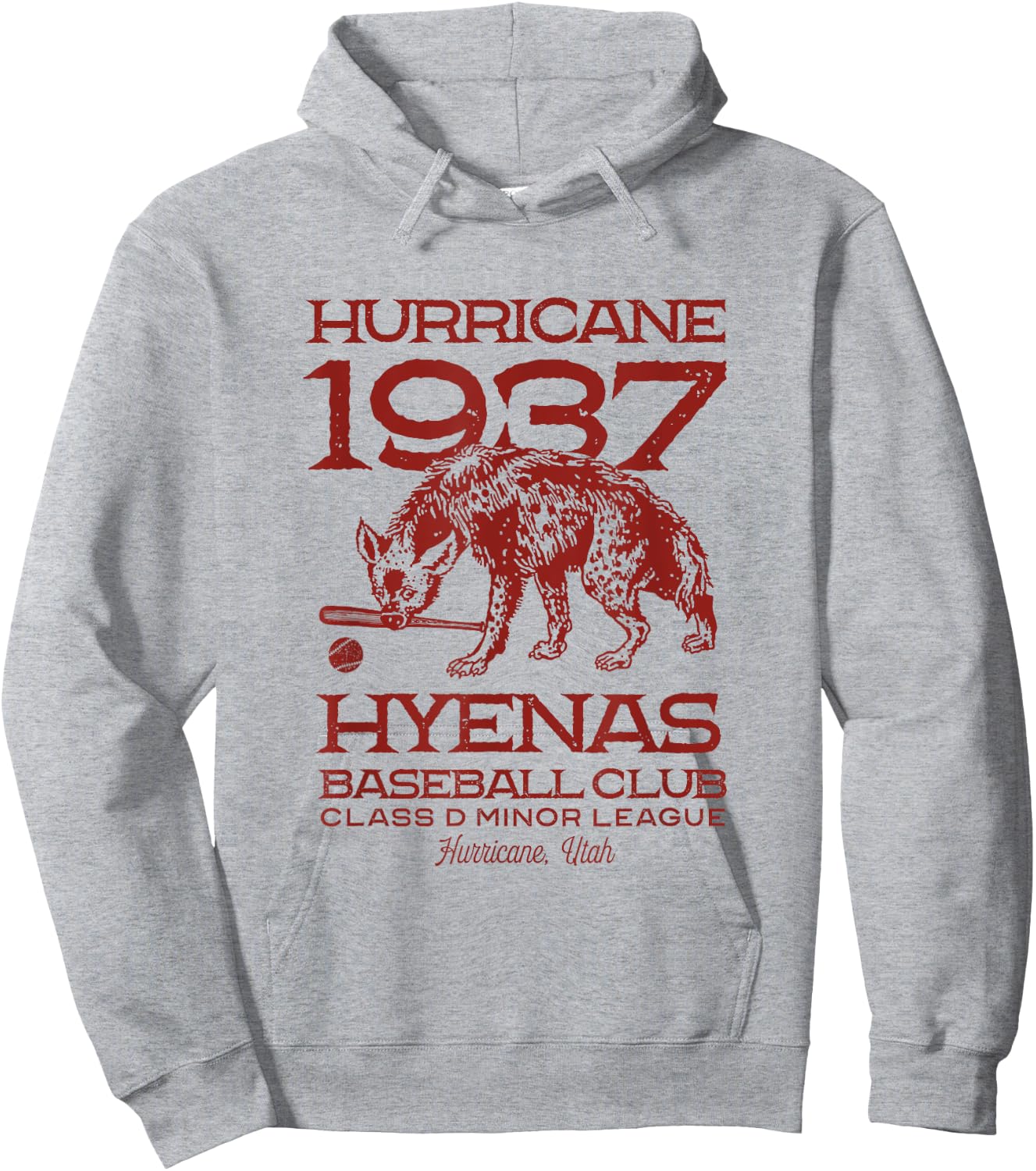 Hurricane Hyenas Minor League Retro Baseball Team Hoodie - Hoodie | Ash