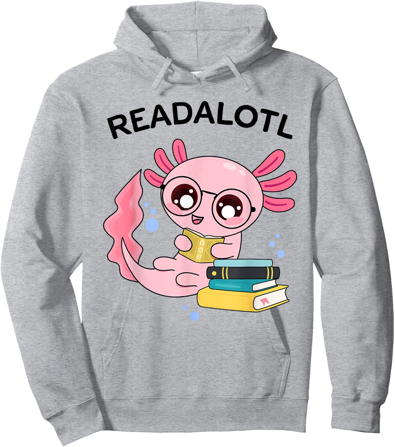 Axolotl Bookworm Book Reading Girls Axolotl Costume Hoodie - Hoodie | Ash