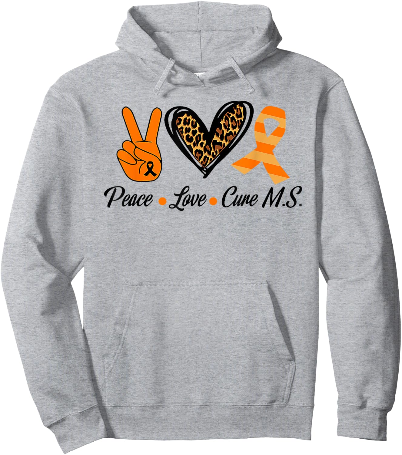 Multiple Sclerosis Awareness Peace Love Cure MS Warrior Prem Hoodie - Hoodie | Ash