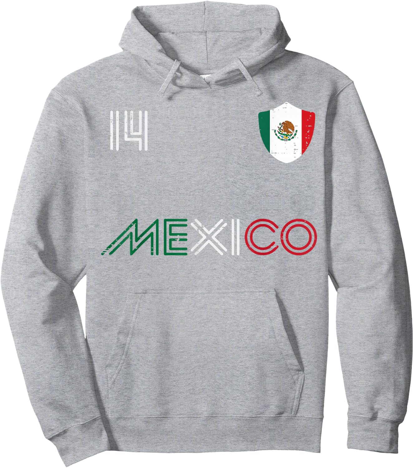Mexico Flag 14 Mexican Soccer Fan Men Women Boys Girls Kids Hoodie - Hoodie | Ash