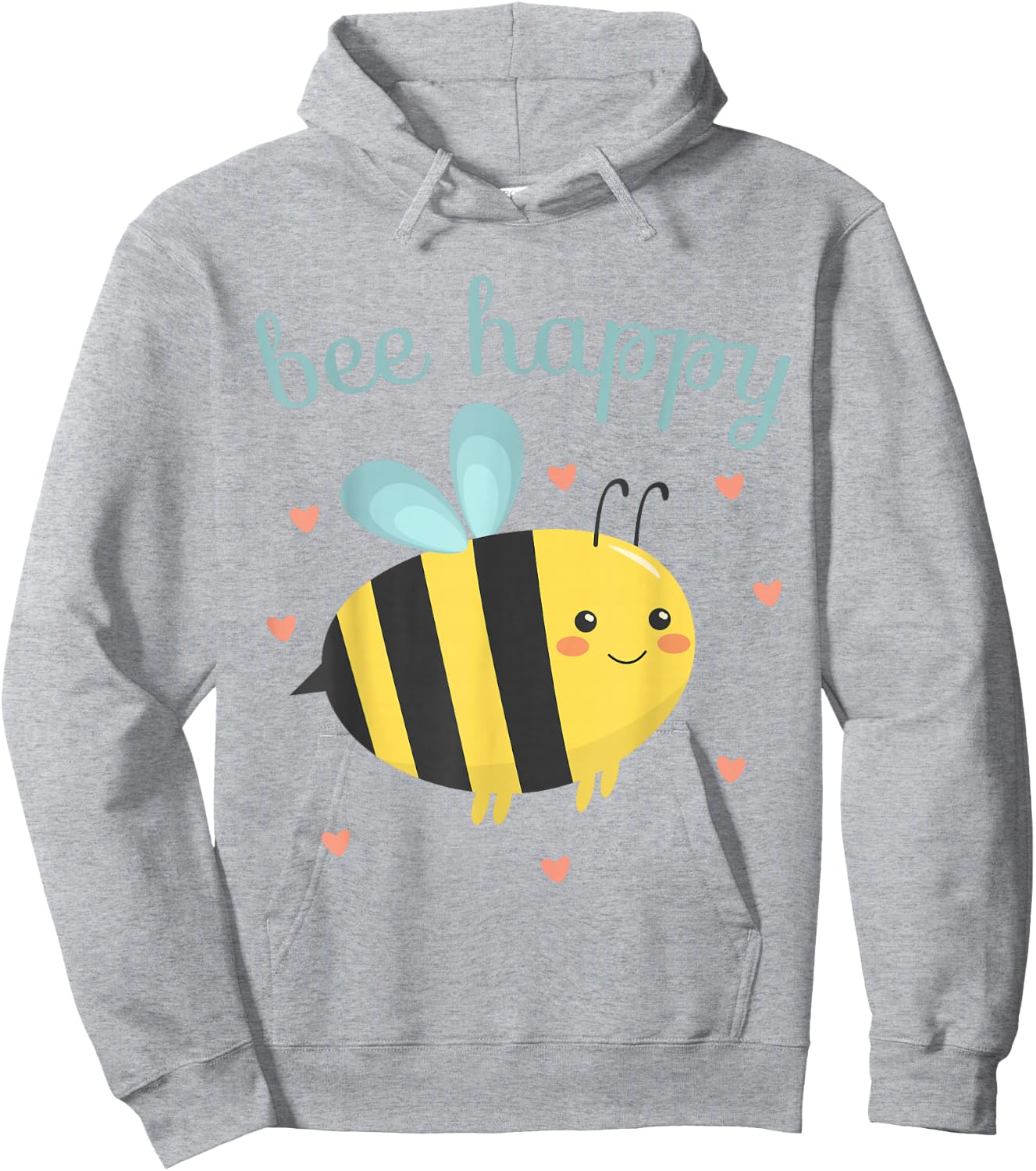 Be Happy Women Funny Bumblebee Honey Bee Kids Bee Happy Hoodie - Hoodie | Ash