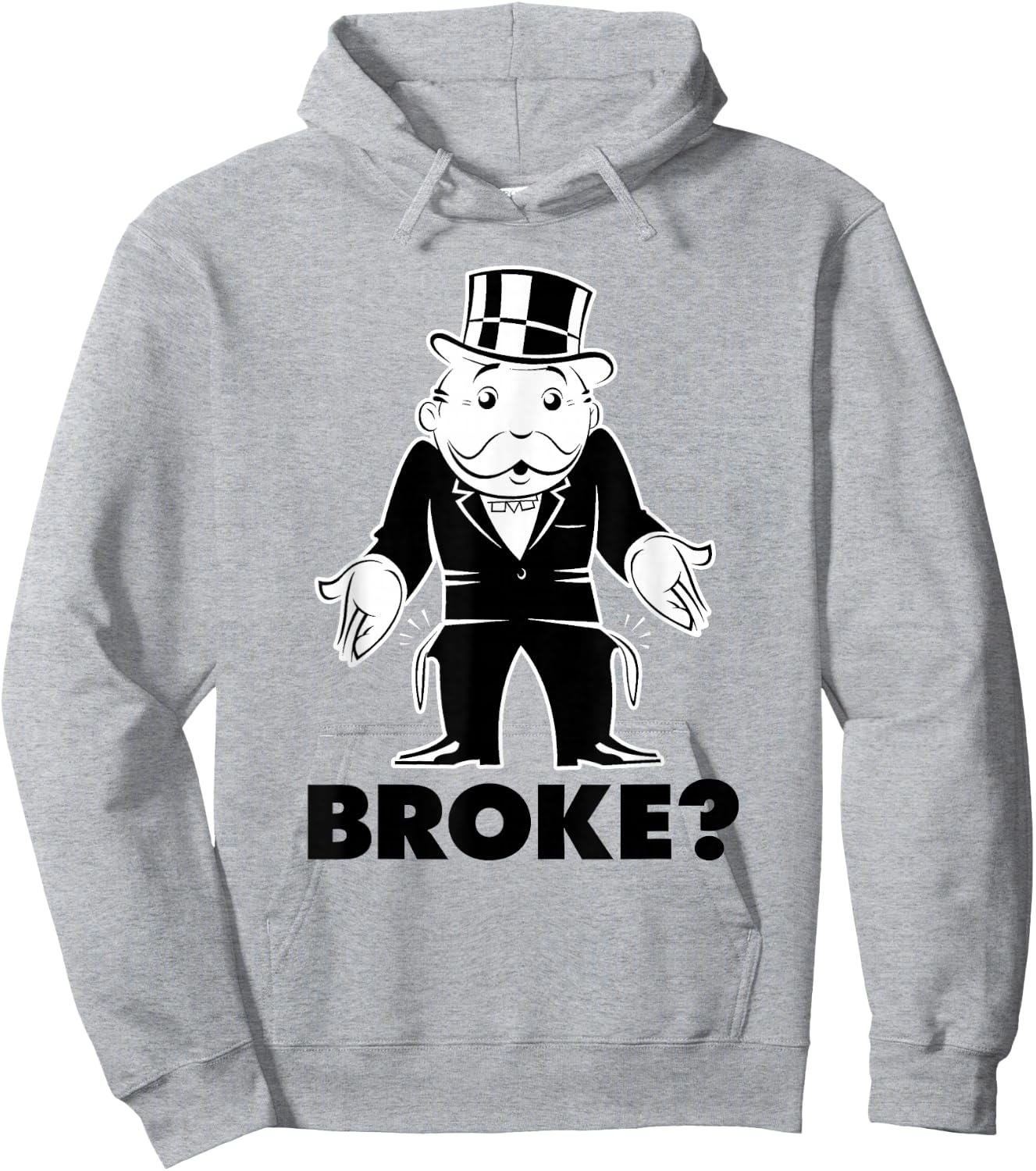 Monopoly Mr. Monopoly Broke? Classic Funny Logo Hoodie - Hoodie | Ash