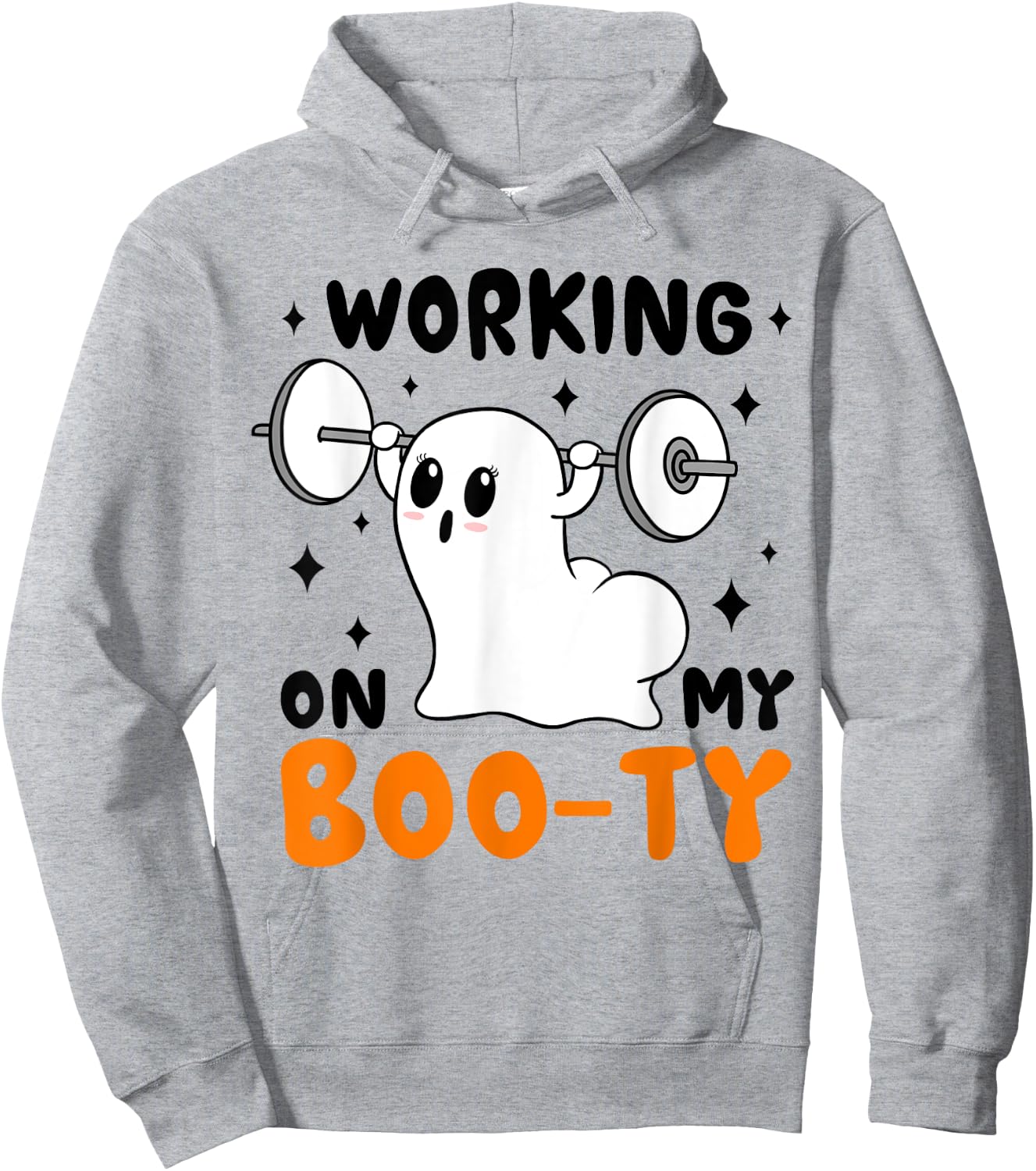 Working On My Booty funny Halloween Gym Ghost Boo-ty Hoodie - Hoodie | Ash