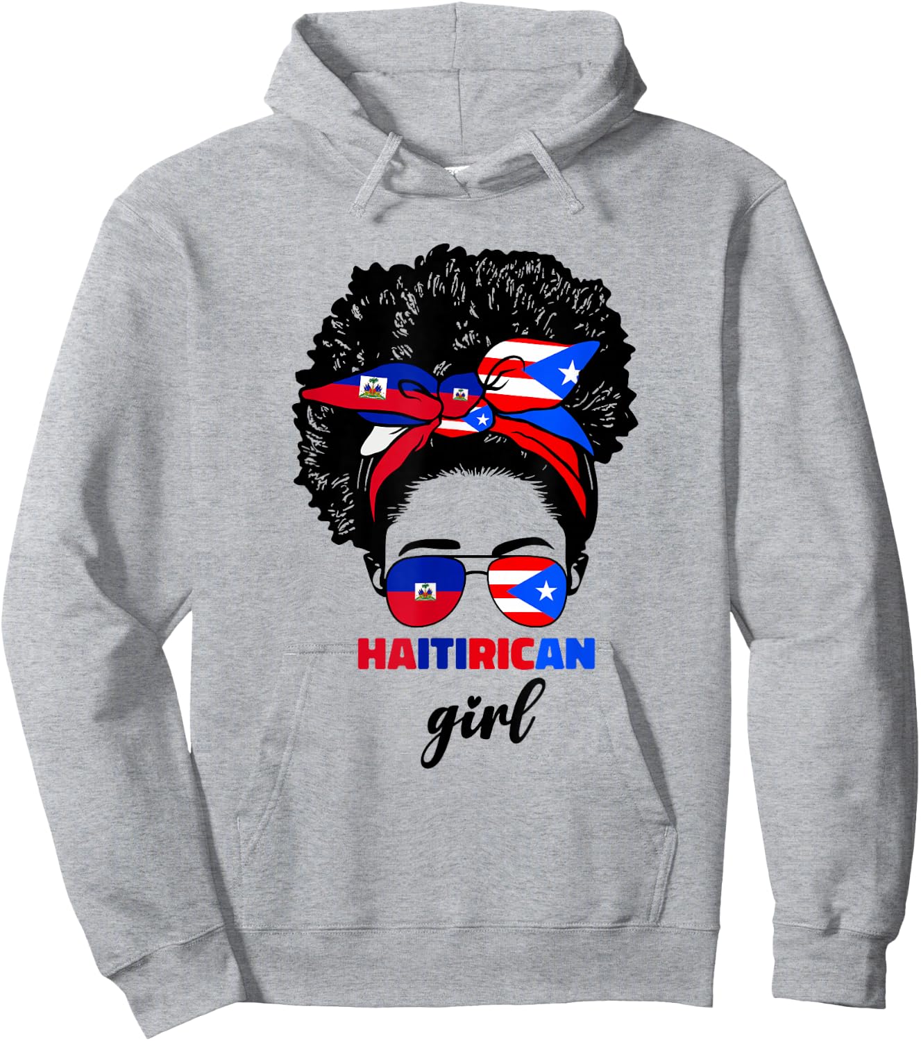 Half Haitian And Puerto Rican Rico Haiti Flag Girl Women Mix Hoodie - Hoodie | Ash