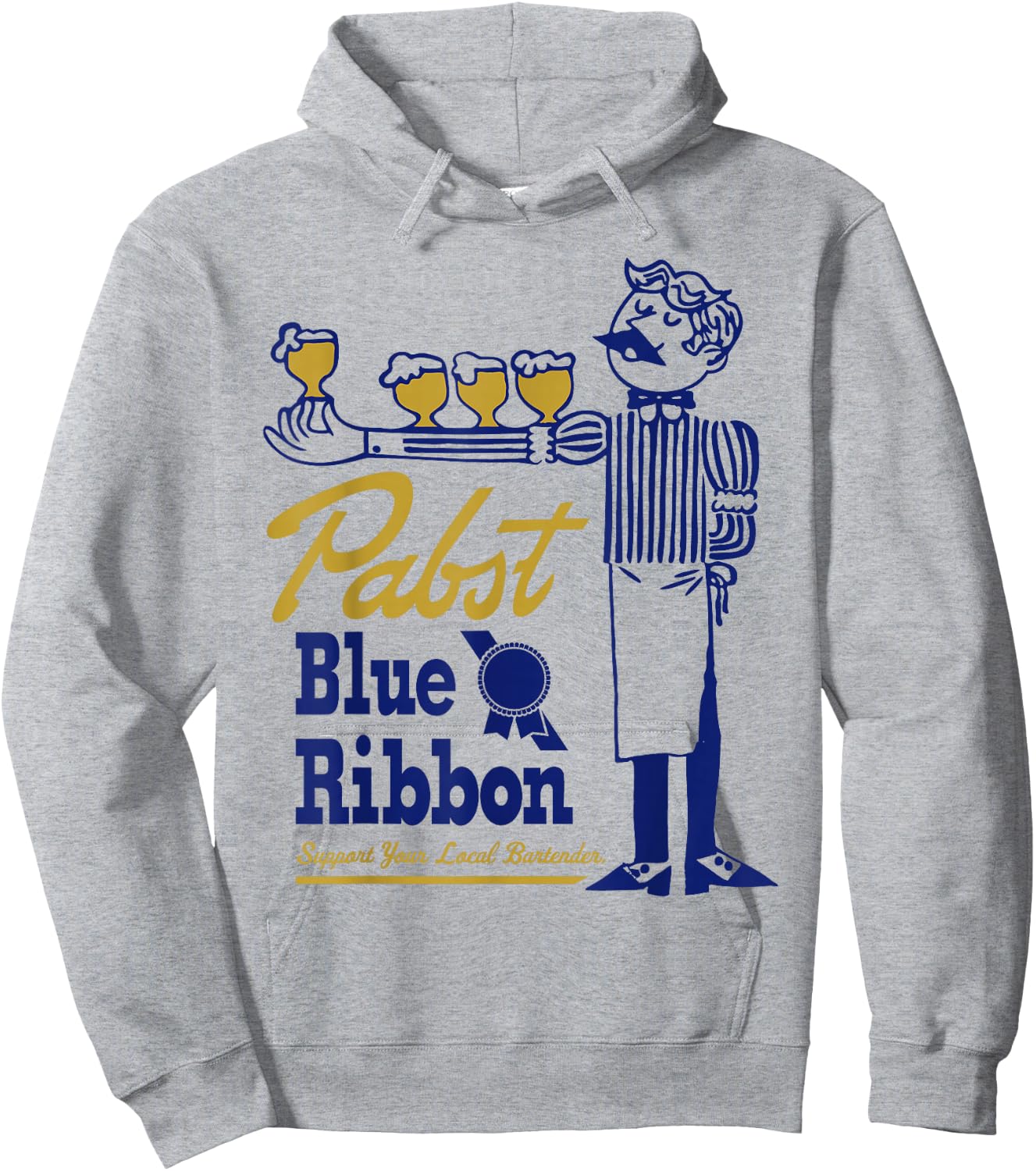 Pabst Blue Ribbon Classic Bartender - Vintage Artwork Hoodie - Hoodie | Ash