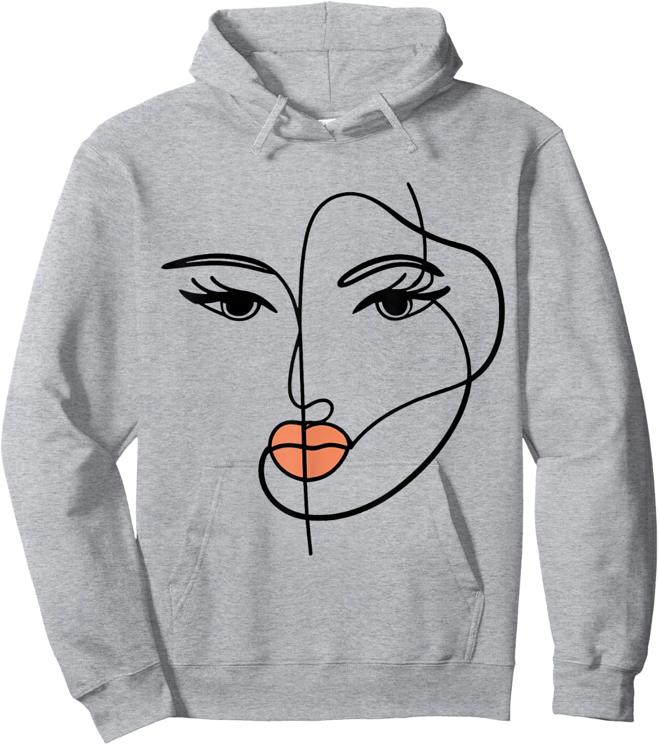 Line Art Girl Face Abstract Art Minimalist One Line Minimal Hoodie - Hoodie | Ash