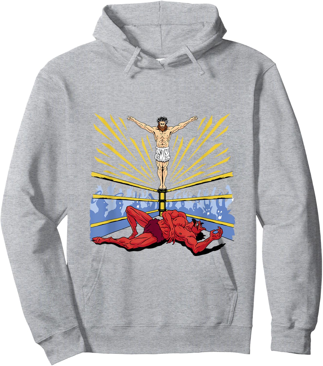 Jesus Wrestling Satan Hoodie - Hoodie | Ash