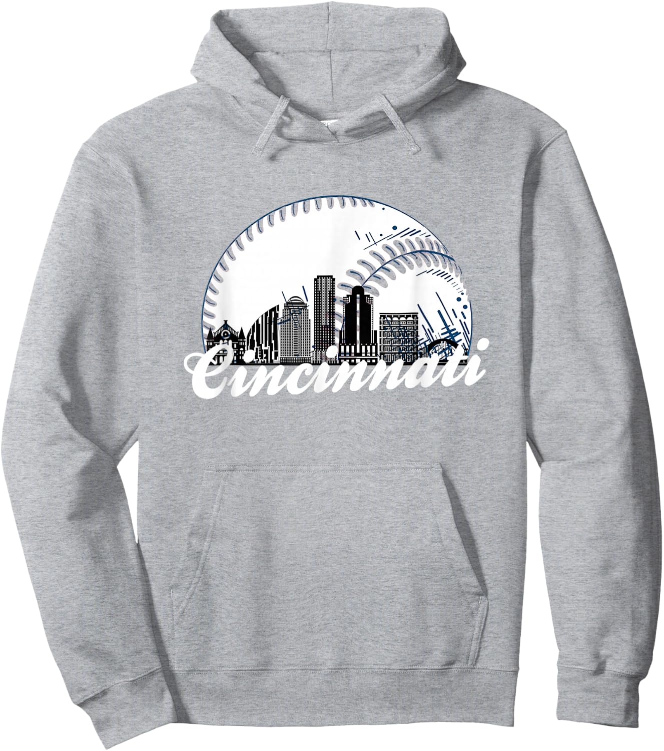 Vintage Cincinnati Skyline City Baseball Met At Gameday Hoodie - Hoodie | Ash