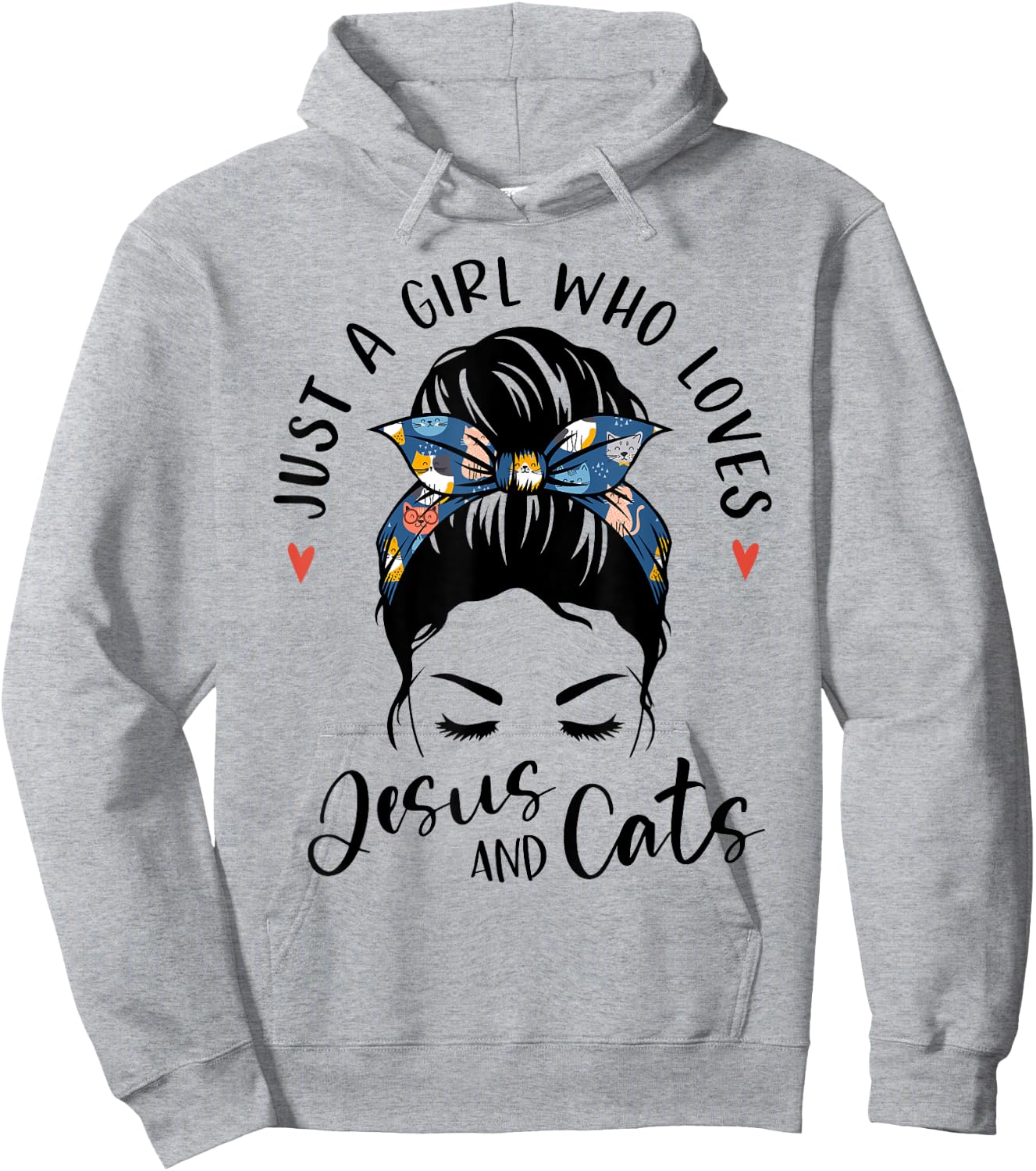 Just A Girl Who Loves Jesus And Cats Christian Gifts Kitty Hoodie - Hoodie | Ash