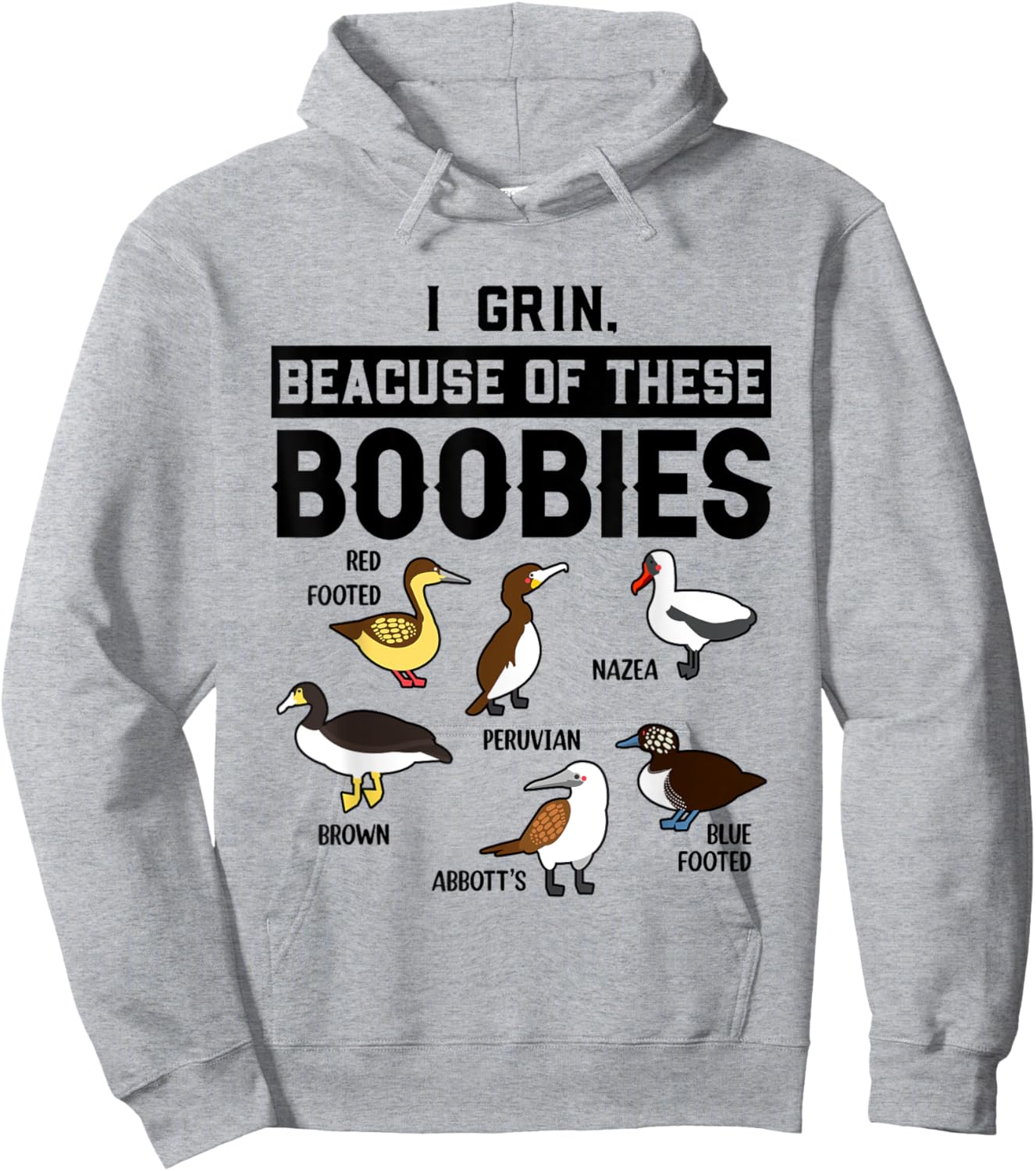 Funny Booby Seabirds Collection Bird Watching Ornithologist Hoodie - Hoodie | Ash