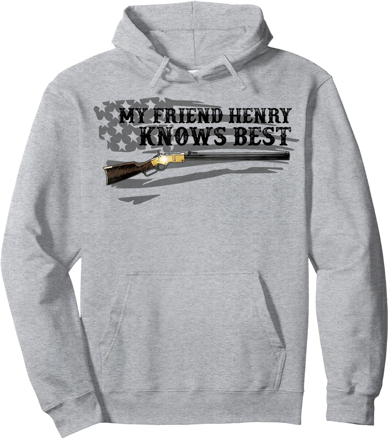 Henry Rifle American flag Hoodie - Hoodie | Ash