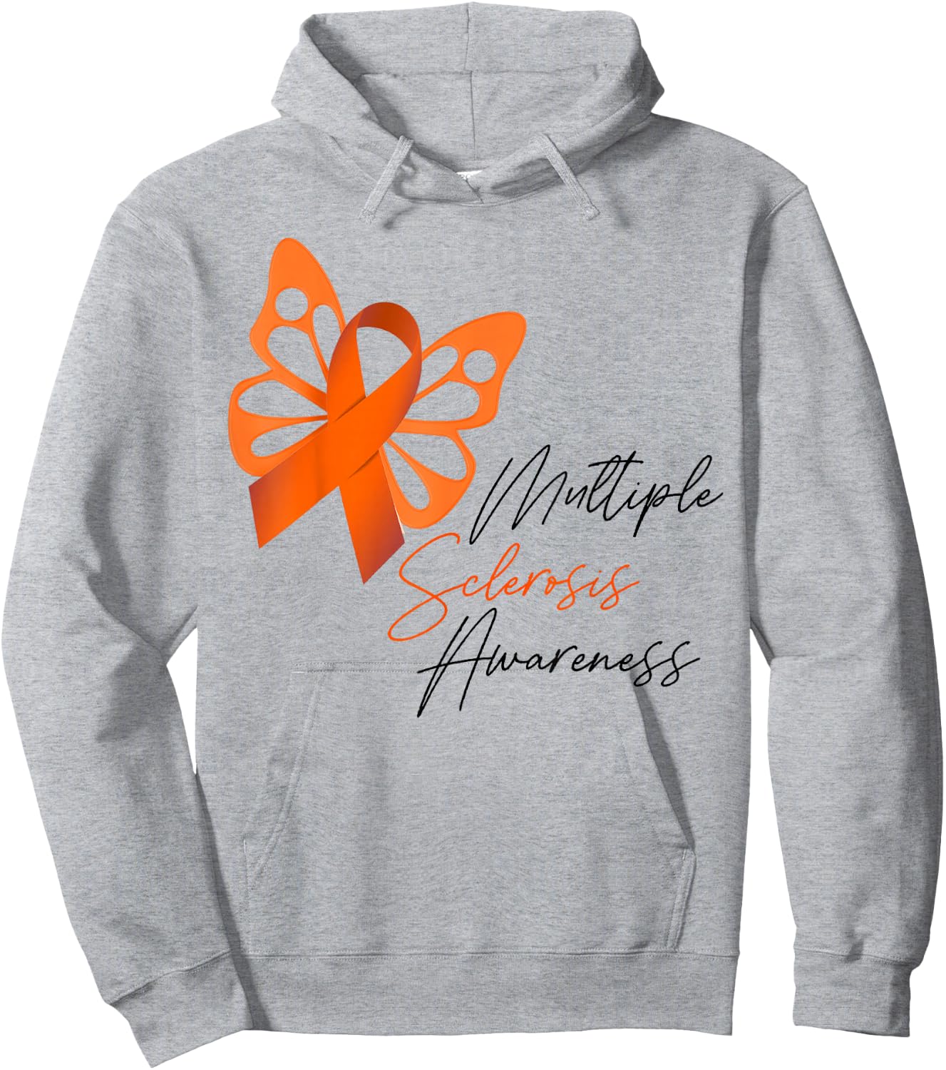 MS Orange Ribbon Butterfly Multiple Sclerosis Awareness Hoodie - Hoodie | Ash