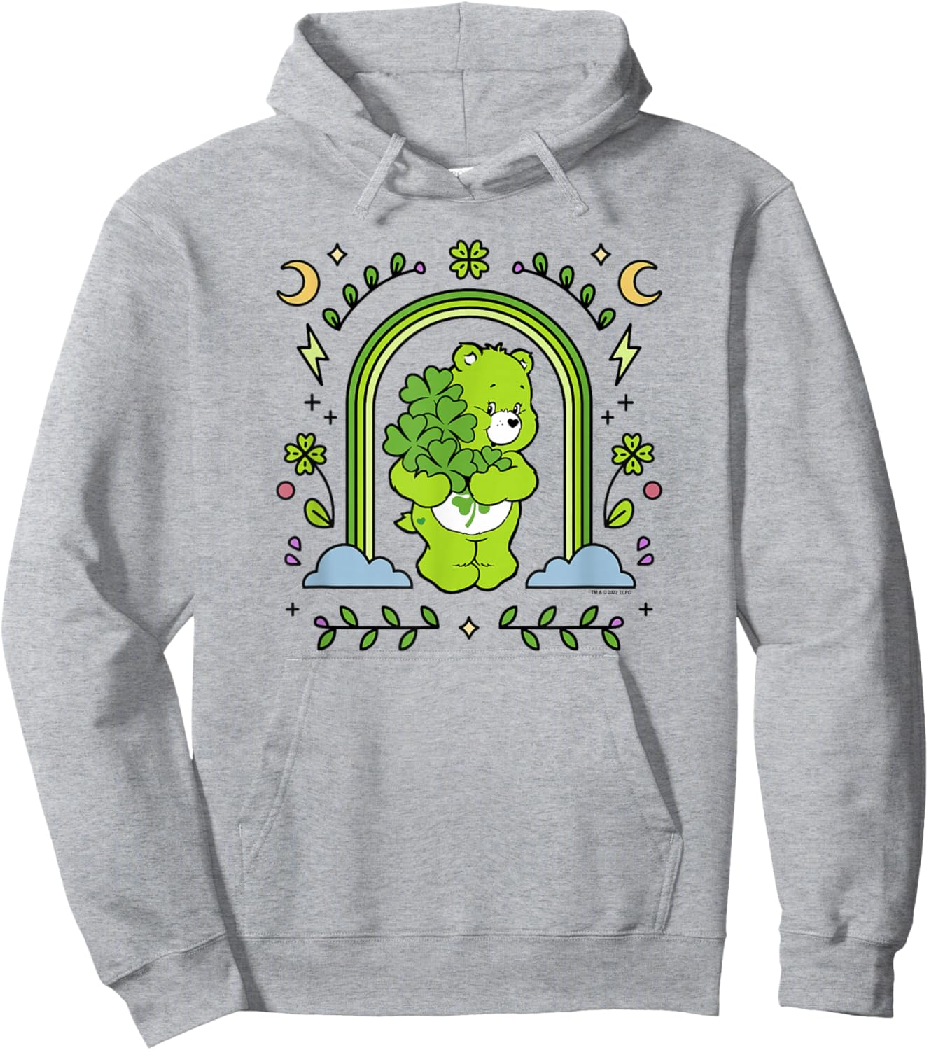 Care Bears St. Patrick's Day Good Luck Bear Rainbow Arch Hoodie - Hoodie | Ash