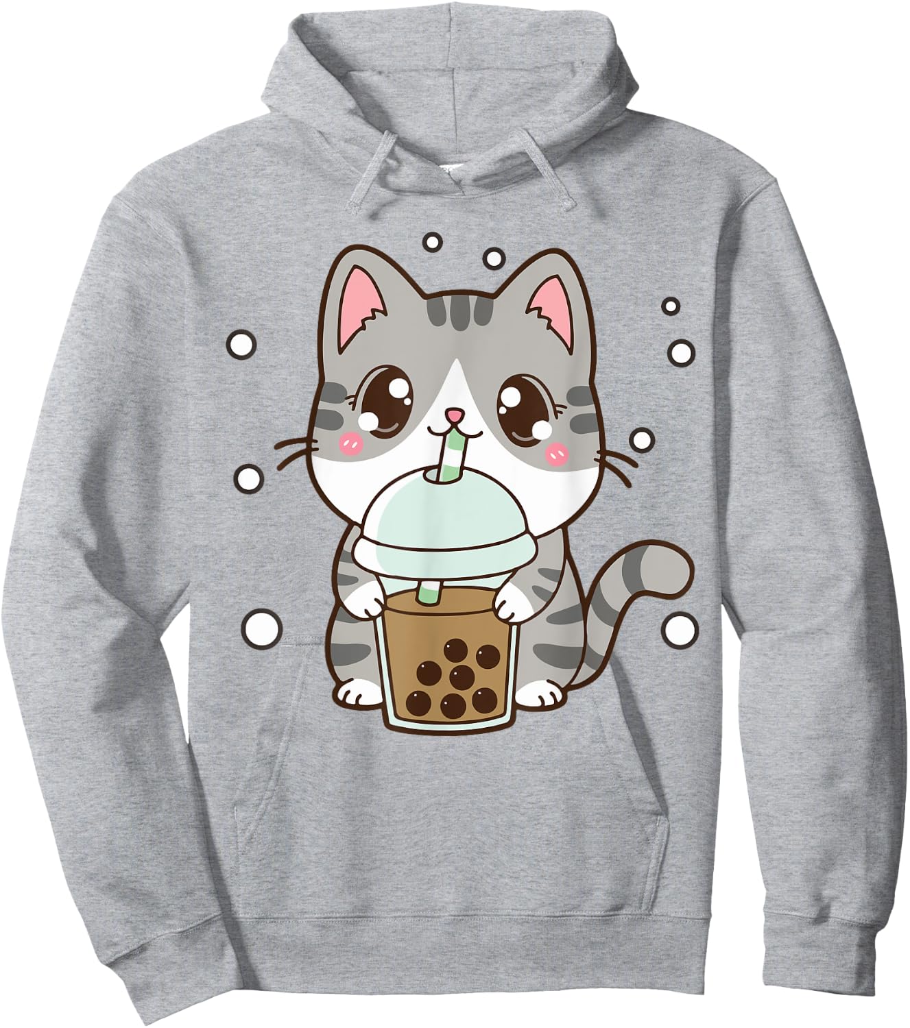 Cat Boba Bubble Tea Cute Kawaii Anime Teen Girl Kids Graphic Hoodie - Hoodie | Ash
