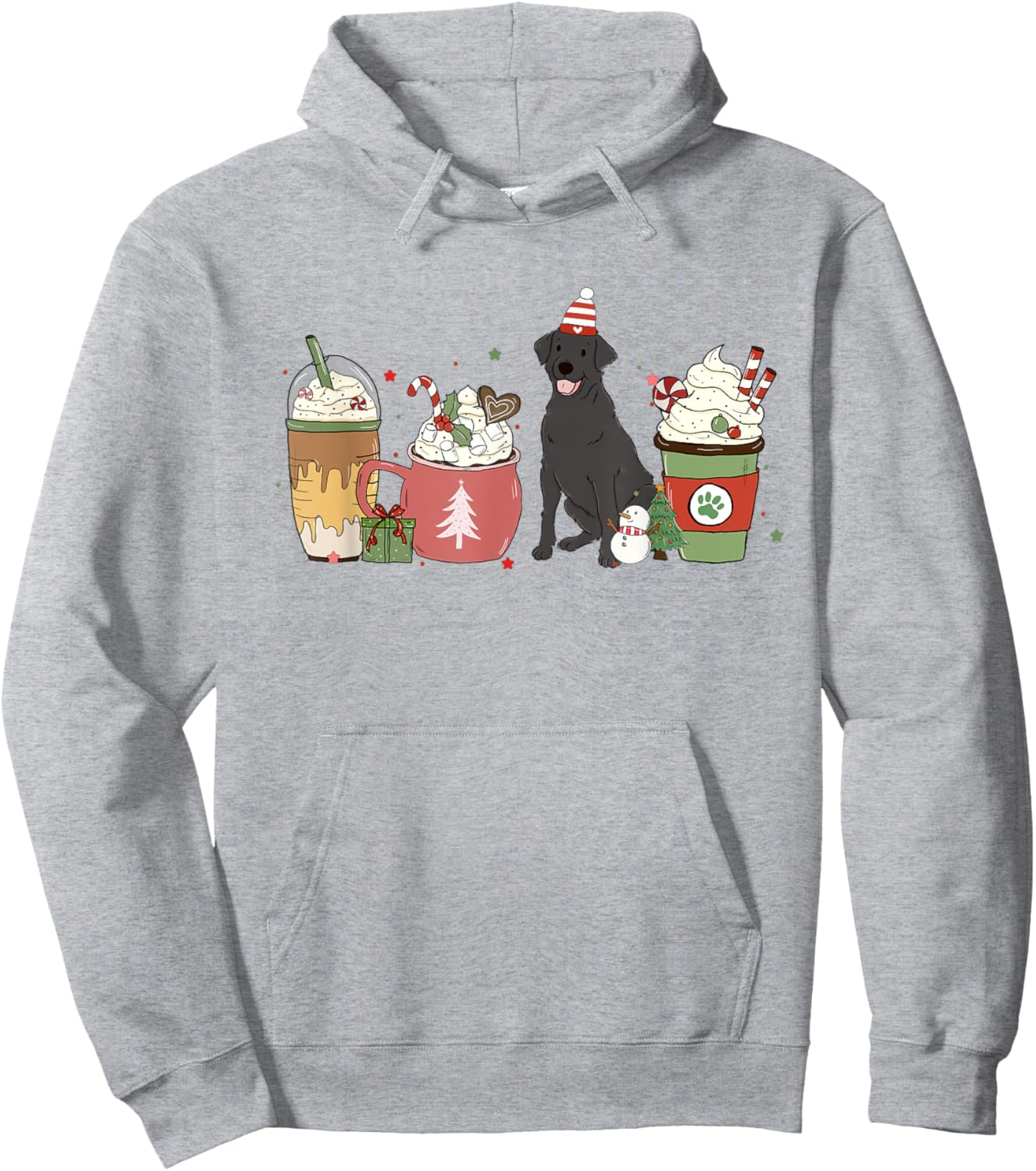Black Lab Coffee Latte Winter Christmas Dog Mom Holiday Women Kids Hoodie - Hoodie | Ash