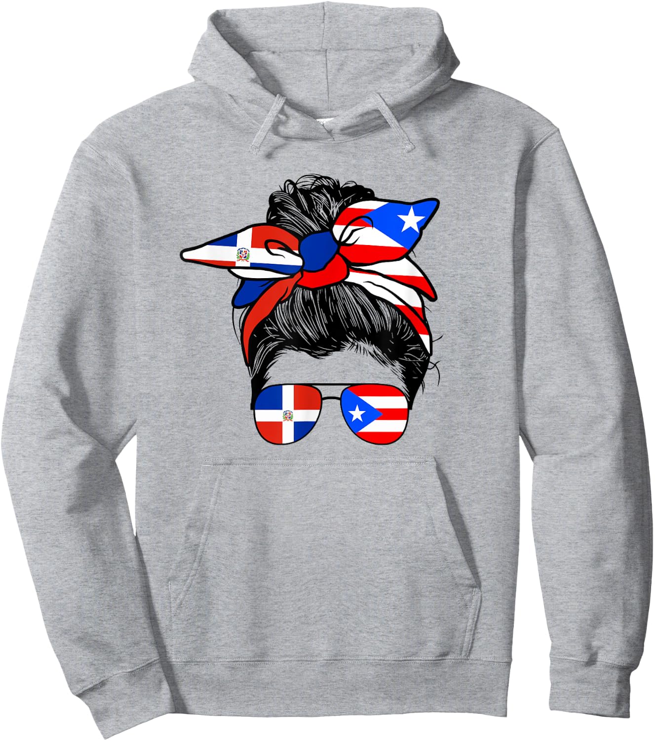 Half Dominican And Puerto Rican Rico Flag DominiRican Girl Hoodie - Hoodie | Ash