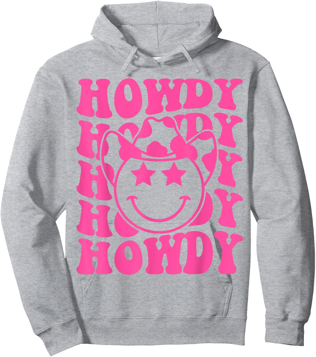 Pink Howdy Smile Face Rodeo Western Country Southern Cowgirl Hoodie - Hoodie | Ash