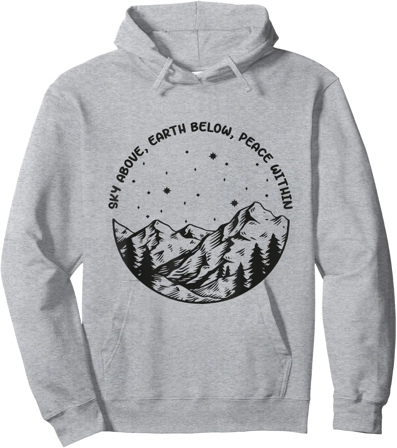 Sky Above Earth Below Peace Within Yoga Meditation Hoodie - Hoodie | Ash