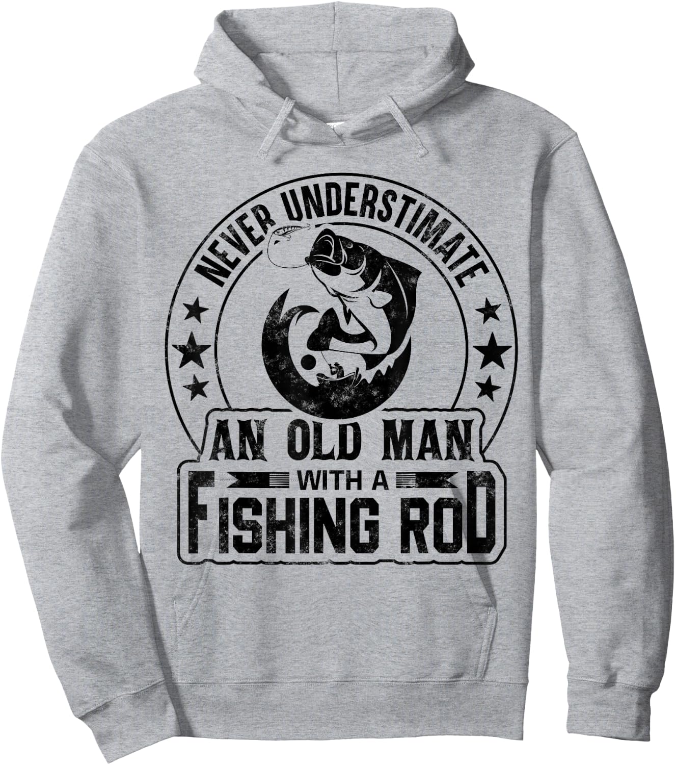 Never Underestimate an Old Man with a Fishing Rod Funny Hoodie - Hoodie | Ash