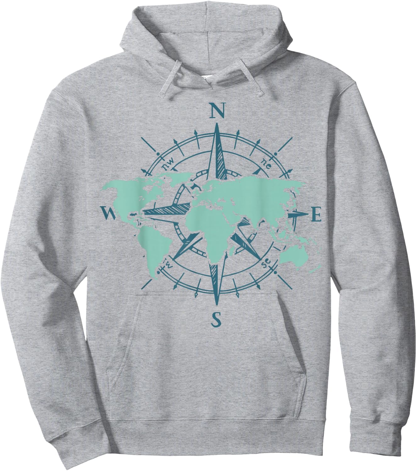 Travel Compass World Travel Map Globe World Map Hoodie - Hoodie | Ash