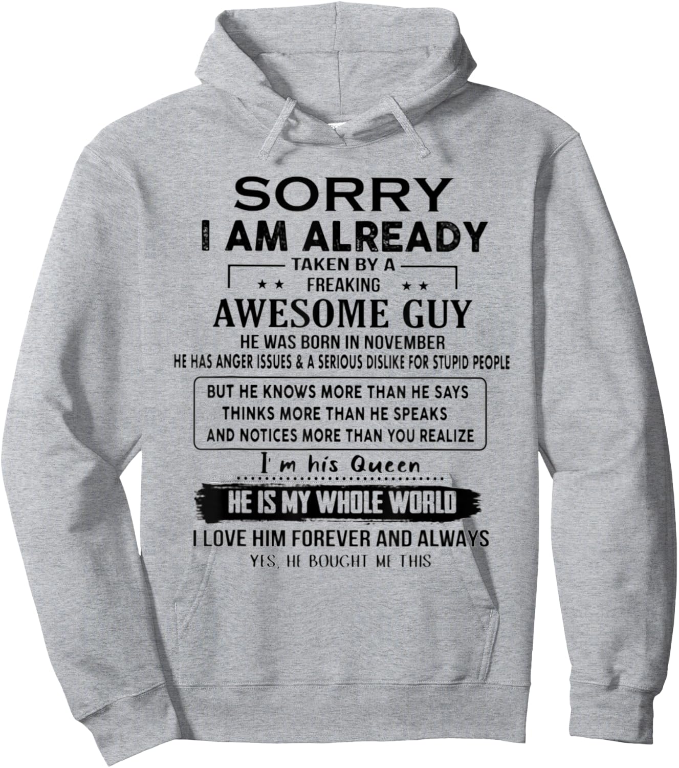 I'm Taken By A Freaking Awesome Guy He Was Born In November Hoodie - Hoodie | Ash