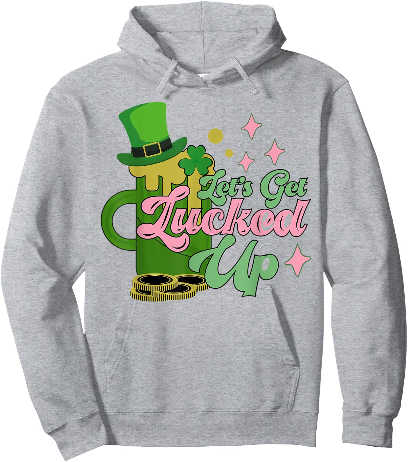 Let's Get Lucked Up Funny Retro St. Patrick's Day Hoodie - Hoodie | Ash