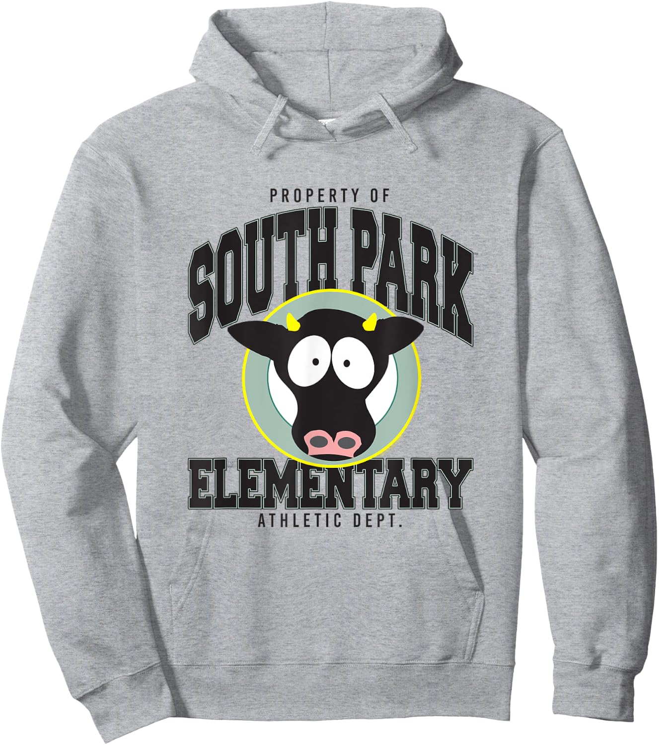 South Park Elementary Cow School Logo and Mascot Cartoon Hoodie - Hoodie | Ash