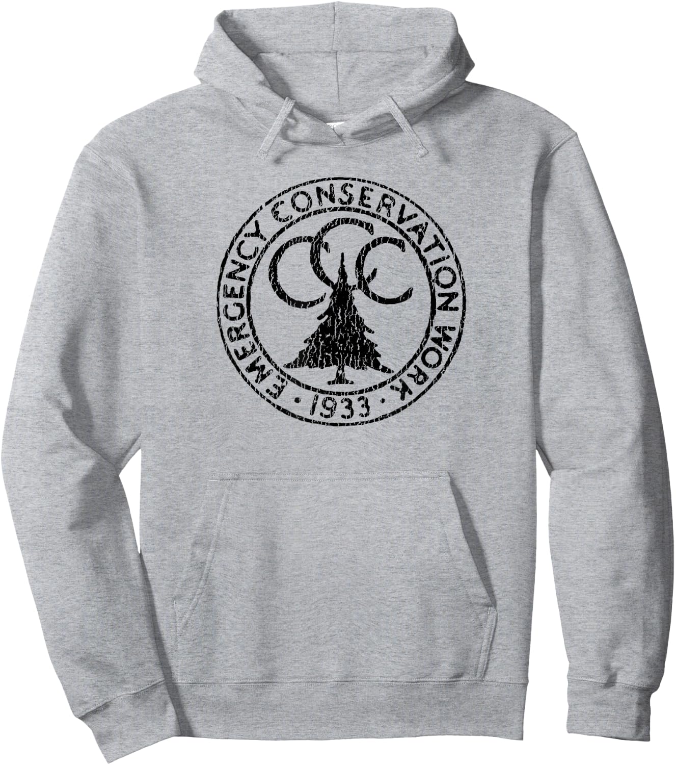 Giant Step Design Co. Civilian Conservation Corps CCC Logo Retro Distressed Hoodie - Hoodie | Ash