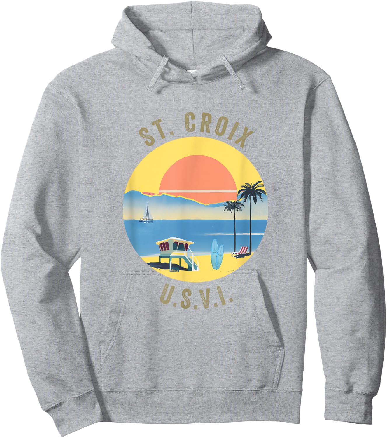 St. Croix Souvenir Apparel - Retro Vintage St. Croix Hoodie - Hoodie | Ash