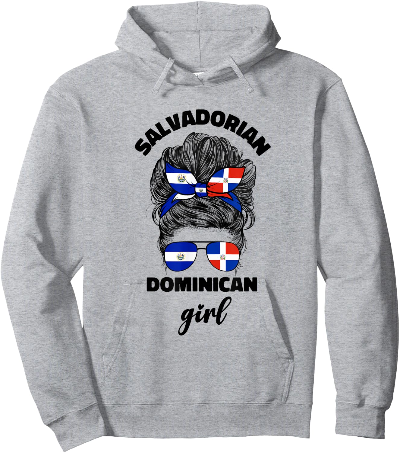 Half Dominican And Salvadorian El Salvador Flag Girl Women Hoodie - Hoodie | Ash