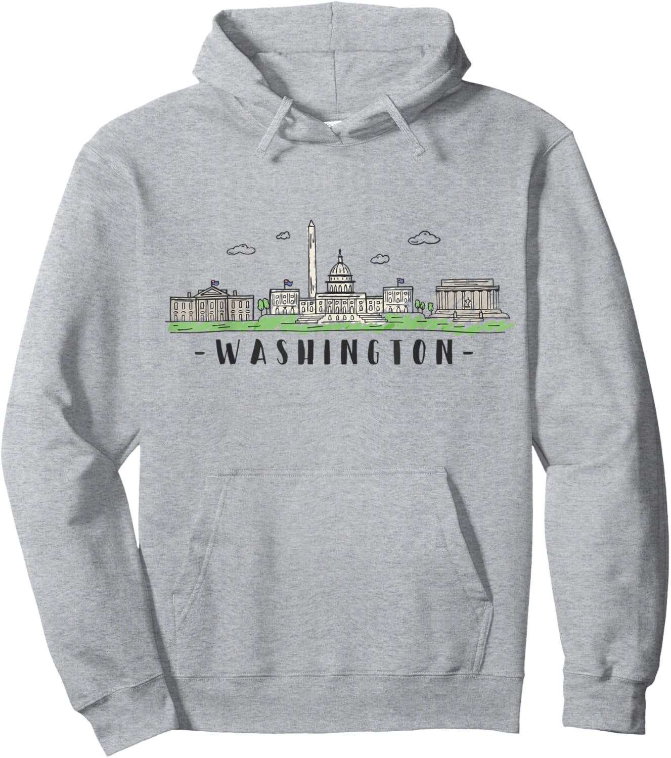 Washington DC Skyline Vintage Hoodie - Hoodie | Ash