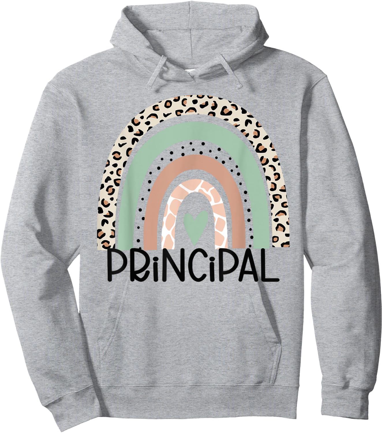 Principal Rainbow Leopard Funny Principal Appreciation Hoodie - Hoodie | Ash